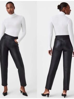 SPANX Faux Leather Straight Leg Pants - Black